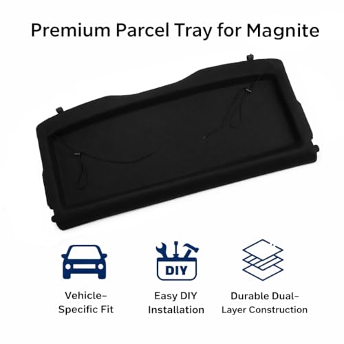 Image of Premium Parcel Tray for Nissan Magnite Rear Parcel Shelf Board with Fabric Top Surface Reinforced Molded Base Strong Load Bearing Easy DIY Installation Vehicle Specific Fit Black