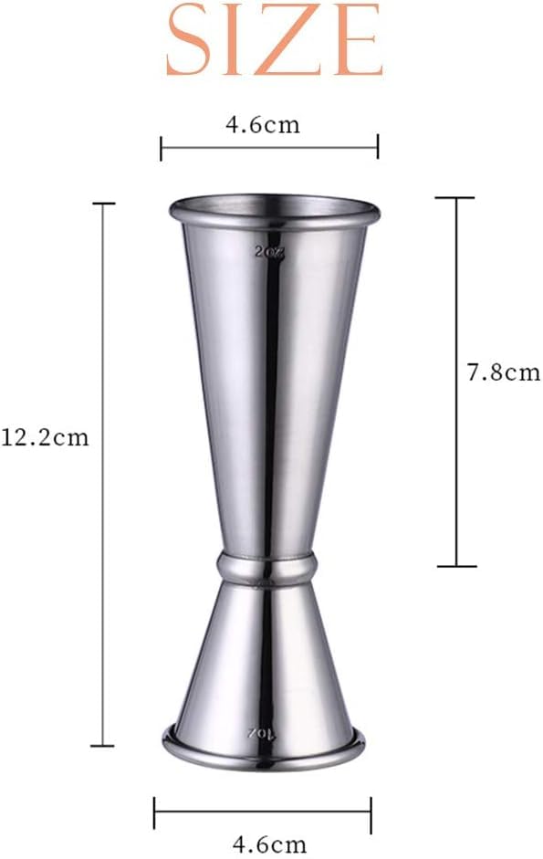 Image of BIRDBRID Stainless Steel Jigger with Precision Bottle Pourer Barware Accessories Bar Accessories Barware Essentials Cocktail Jigger Silver Finish 30ML and 60ML Pack of 2 pcs Set