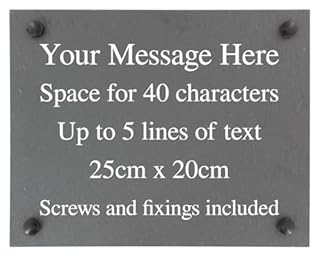 Personalised Large Natural Slate Plaque Sign with wall fixings - 25x20cm - Garden, Shed, House, Yard sign