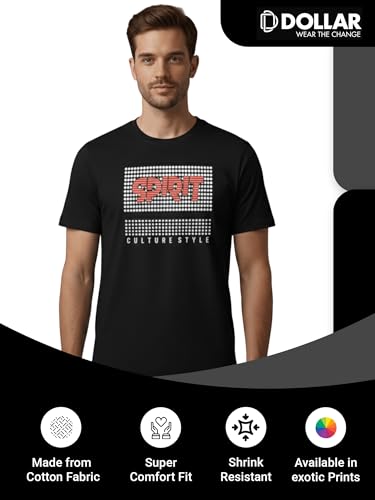 Image of Dollar Club Men's Cotton Round Neck Printed T-Shirt Black
