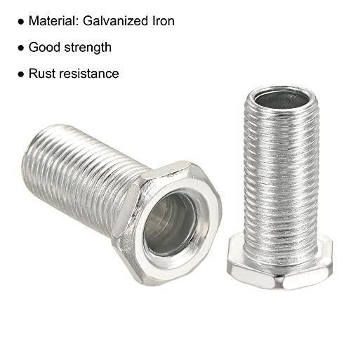 Image of MECCANIXITY Hex Bolt Screw 25mm Long M10 Thread Pipe Hexagon Countersunk Flat Head for Chandelier, Galvanized Iron Pack of 10