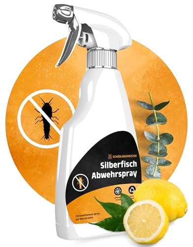 Preisvergleich Produktbild Schädlingsmeister Silberfisch Abwehrspray - 500 ml - Schutz mit Eukalyptus & Chrysanthemum-Extrakt - Mittel gegen Silberfische - Silberfisch Spray - Silberfische bekämpfen - Made in Germany