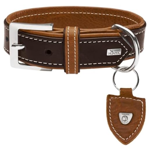 HUNTER Collier Tara Numéro 60 Juchten Cuir Marron Foncé/Cognac