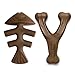 Benebone 2-Pack Fishbone/Wishbone Durable Dog Chew Toys, Real Fish, Real Bacon, Made in USA, Medium