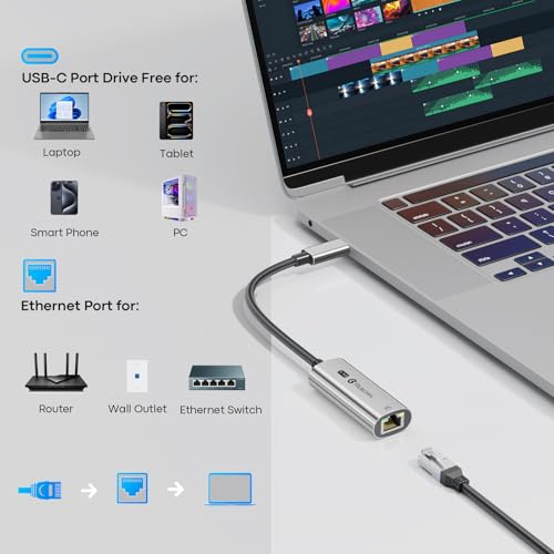 Adaptador USB C a Ethernet 2.5G Reborn con carcasa de aluminio resistente 6