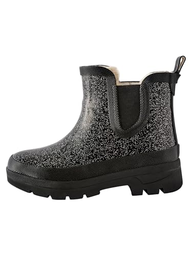 NEXT Mädchen Standard Chelsea Gummistiefel Black Glitter 30.5