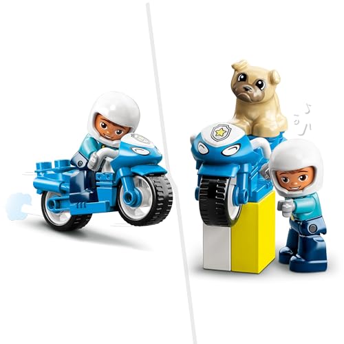 LEGO 10967 DUPLO La Moto De Police, Jouet Pour les Enfants de 2 Ans et Plus, Avec Figurine de Policier, Développement De La Motricité Fine