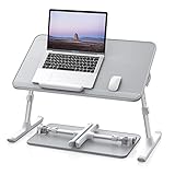 SAIJI 折りたたみテーブル ベッドテーブル ノートパソコンスタンド ラップデスク ミニテーブル ローテーブル ノートPCパソコンテーブル ちゃぶ台「表面PVC加工 安定性強化版」PCスタンド 高さ 角度調節可能 軽量 勉強 食事 一人暮らし40kg荷重 (グレー, 52*30cm)