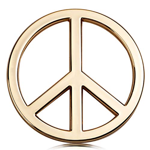 Image of NO WAR Golden Metal for Car Sticker Peace Sign Modified Round Body with Free Labeling Three-Dimensional Car Tail Mark Anti-Nuclear Movement