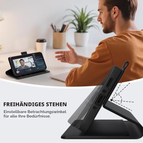 Peakally Handyhülle für Samsung Galaxy A37 5G Hülle [Mit 1 Stück Panzer Schutz Glas] [3 Kartenfach] [Premium PU Leder] [RFID-Blockierung]… – Ansicht 4