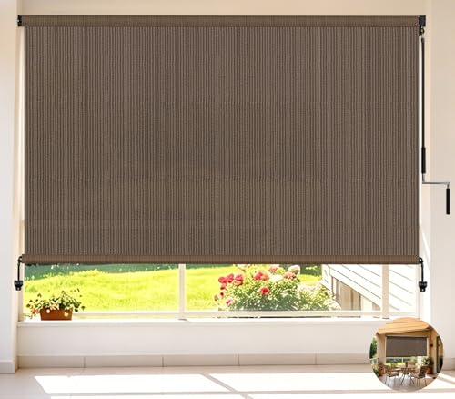 Cordless Sun Shades Outdoor Patio Roller Up Blinds for Porch 72" W x 72" H