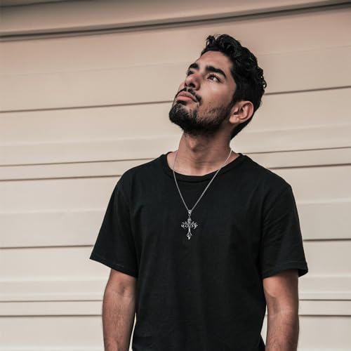 Cross Necklace for Men Silver Cross Chain Stainless Steel Pendant for Women Goth Necklace Gothic Christian Jewelry3