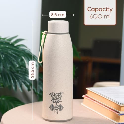 Image of Eha Earth Friendly Rakshabandhan Gift Made with Rice Husk| 600 ml, Set of 1 | Printed Bottle, Rakhi, Keychain, Roli Chawal and Card| Rakhi bottle gift for brother | Rakhi Hamper