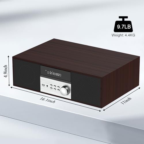 image for LONPOO Stereo Shelf System for Home, Vintage CD Player 40W RMS Micro M