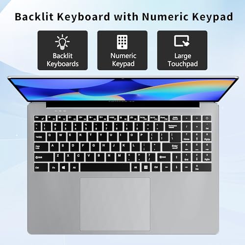 16 Inch Gaming Laptop, Laptop Computer 2025 Windows 11 Pro, 16GB RAM 1TB SSD, Intel 12th Gen N150 Processor(up to 3.6GHz), Backlit Keyboard, FHD 1920 * 1200, Fingerprint Unlock - Image 4