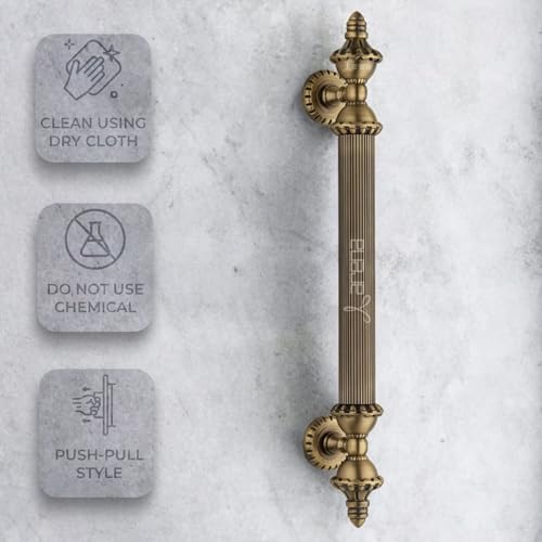 Image of Arena 18 Inches Antique Brass Door Handles for Main Door Handle Big Size | Push Pull Handle | Main Door Handles for Home Office Furniture | Handle Without Lock | Door Lock Handle (Pack of 1, Zinc)