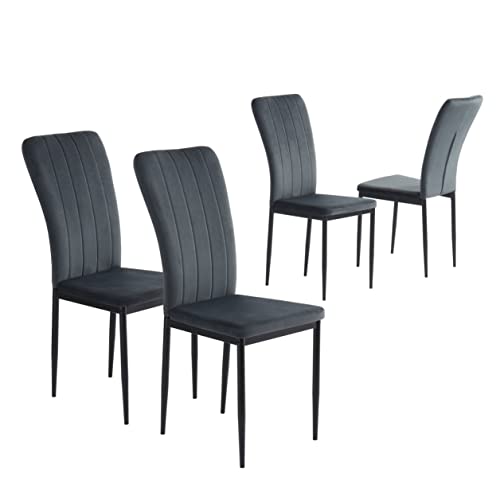 BAÏTA - Chaises Poppy Velours Gris Anthracite Lot de 4