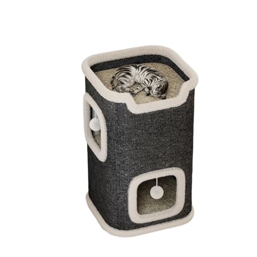 AOUTN 多階建てキャットハウス、キャットタワー、多機能、複数の猫に適し、アパートに適し、折りたたみ式、爪グラインダー、ペットハウス、単層、二層、三層、ボックスハウス、ソフトケージ、猫の隠れ場所、すべての季節に適し、組み立てが簡単、換気、猫のスツール、フ