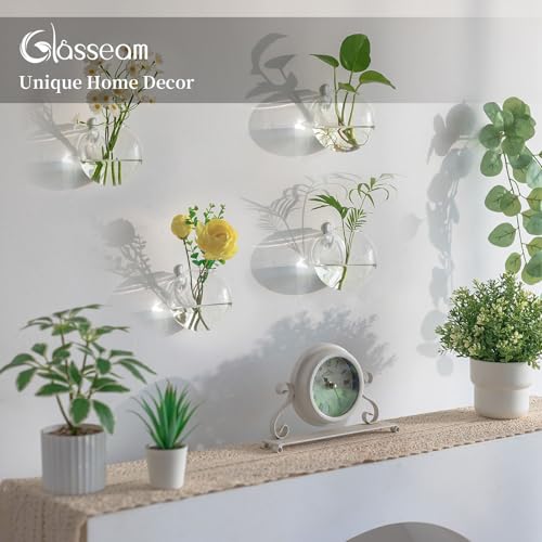 Glasseam Hängende Blumenkästen aus Glas, 4 Stück, kugelförmig, Blumentöpfe, Terrarium, Behälter, Vase, mit bunten Steinen… – Ansicht 5