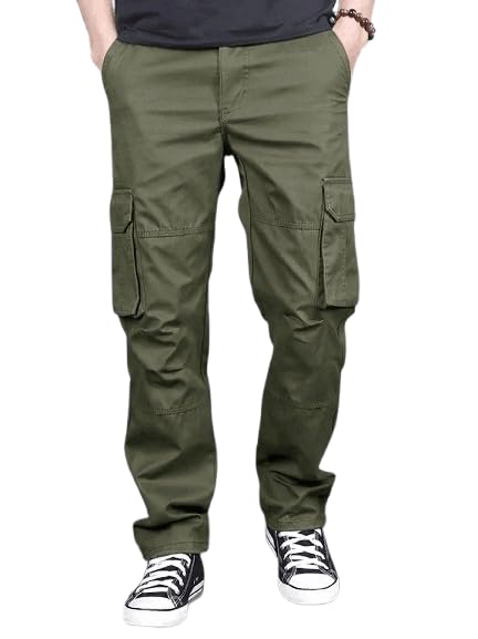 Men’s Utility Cargo Pants | Multi-Pocket Design | Comfortable Casual look-VO04 GREEN-P12-picture-49