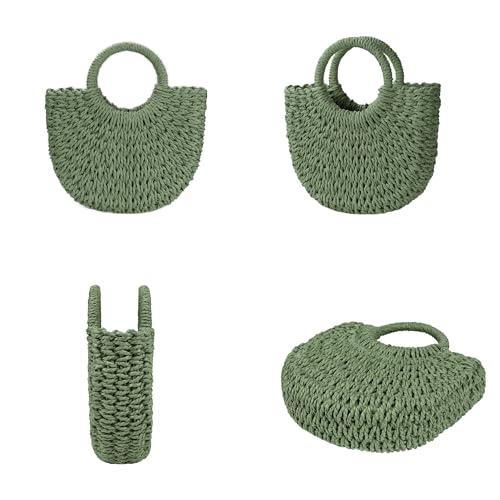 Image of Womens Straw Beach Bag Woven Crossbody Shoulder Bags Top Handle Satchel Handbag Purse for Summer