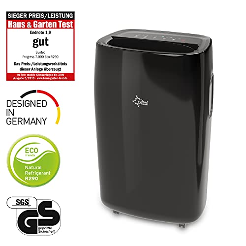 suntec climatiseur mobile progress 7.000 eco r290 climatiseurs portable pour pièces de 25 m2 max, tuyau d'évacuation d'air, refroidisseur et déshumidificateur avec réfrigérant écologique, 7000 btu