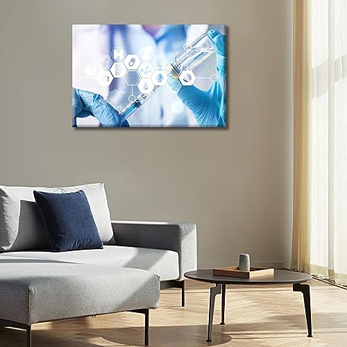 Image of TUMOVO 1 Pieces Young Scientist Poster Canvas Wall Art Medical Pictures Wall Decor for Bedroom Clinical Laboratory Artwork Wall Art Framed Ready to Hang (16 inch Wx24 H)