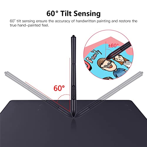 Tableta gráfica de dibujo con rueda de control, área activa grande (195 x 145 mm), tablero digital para escritura, stylus sin batería, compatible con PC miniatura 7