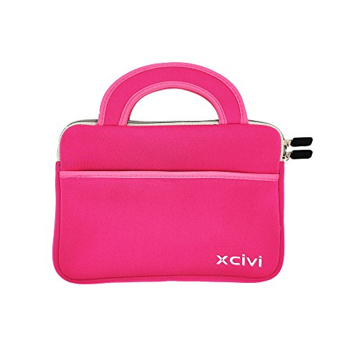 Xcivi 7-8 Inch Neoprene Protective Carry Case for Leapfrog LeapPad Platinum, Ultimate, Epic Academy/Fuhu Nabi JR, SE,Elev-8,Dream tab HD8 Kids Learning Tablet (Pink)