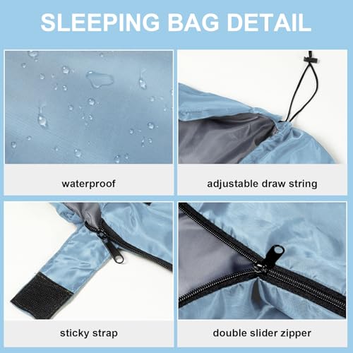 Tudomro 2 Pcs Bolsa de Dormir para Camping para Adultos Ligera y Compacta impermeable para Mochileros miniatura 4