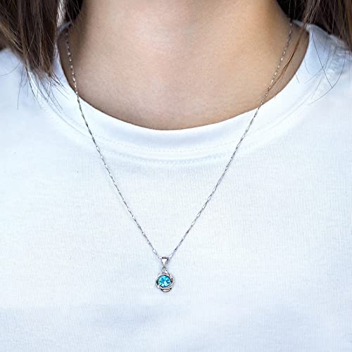 Collier argent 925 et zircone bleue pendentif artisanal haut de gamme - 5