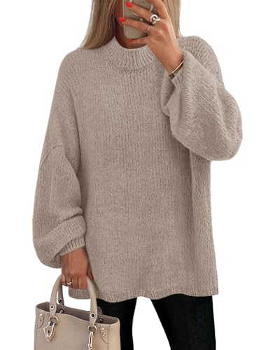 MEROKEETY Women's Long Sleeve Oversized Knit Sweaters 2025 Fall Trendy Casual Chunky Crewneck Pullover Jumpers Tops
