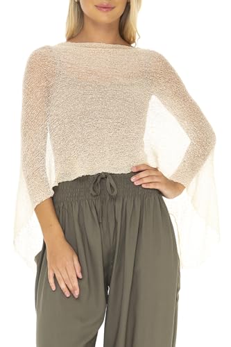 Image of SHU-SHI Womens Sheer Knit Poncho Shrug Lightweight Cover Up One Size Fits Most