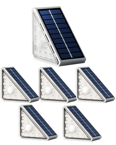 Lightalent 6 Pack Solar Motion Sensor Step Lights, IP67 Waterproof Outdoor 3000K LED Stair Lighting...