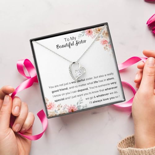 Sisters Gifts From Sister Interlocking Necklaces For 2 Big Sister and Little Sister Happy Birthday Present For Women Jewelry Best Sister with Message Card and Gift Box3