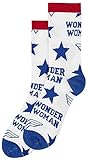 DC Comics Wonder Woman Stars Juniors Crew Socks, White & Blue, Sock Size: 9-11; Shoe Size: 5-10