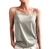 Women's Silk Satin Tank Tops 2025 Square Neck Spaghetti Strap Sleeveless Camisole Summer Basic Solid Camis Blouses Mint Green