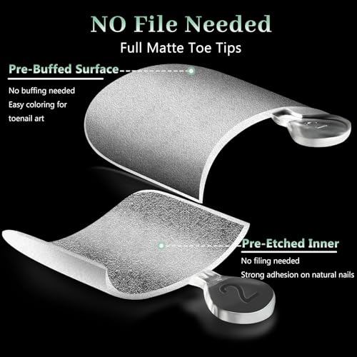 Image of Leykosh 330PCS Toenail Tips Full Cover, 15 Sizes Double-Sided Rough Matte No-File Gel Short Medium Toe Nail Tips, Duck-Bill Square Shape Fake Press on Toenails for DIY Salon Pedicure Nail Extension