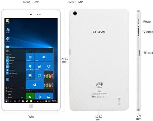 CHUWI Hi8 8 inch Windows 10/Android 4.4 Dual Boot Tablet PC, with Features of Intel Quad Core, Full HD 19201200 IPS Screen, 2G RAM/32G ROM and Winkey