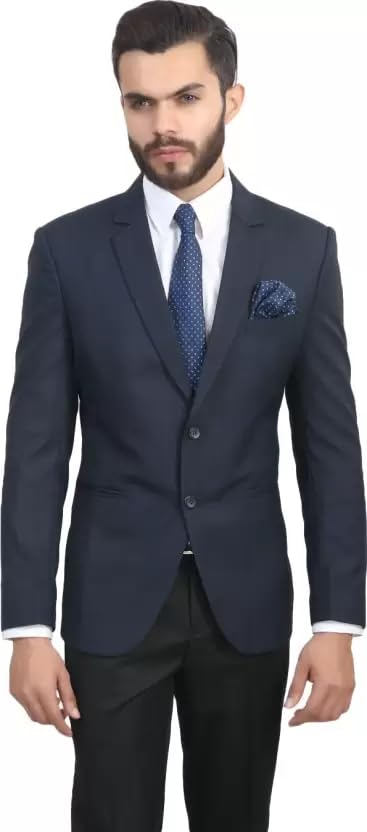 MANIL Prints Men Solid Single Blazer Formal, Latest Stylish Blazer Wedding/Party Office Wear (38, Navy Blue)