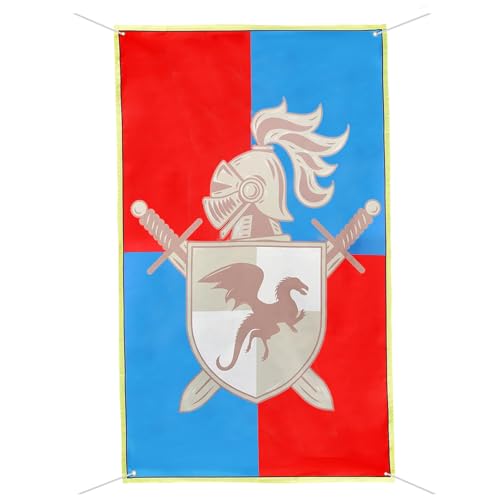Drapeau de chevalier médiéval - Bannière château de chevalier - 150 x 90 cm - Décoration médiévale pour les fans du Moyen-Âge - Petit cadeau de bienvenue - Décoration de fête