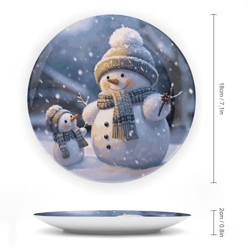 Plato Decorativo Muñeco de Nieve Hueso de China 7 pulgadas miniatura 2
