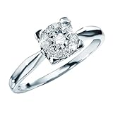 Anillo Pasión de Diamantes de Plata de 1ª Ley con 12 Diamantes, talla brillante y clásica. Diseño de Alta Joyería, estilo Solitario, ideal como Anillo de pedida, compromiso, regalo (9 (18mm))