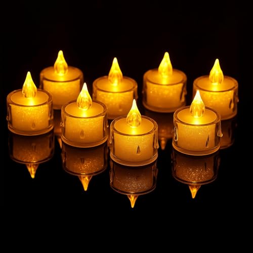 Crystal LED Tealight Candles, Battery-Operated Flameless Tea Ligh...