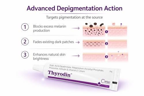 Image of Thyro-din Cream with Kojic Acid Dipalmitate, Arbutin & Vitamin E - Helps Reduce Dark Spots, Pigmentation & Uneven Skin Tone (20g)