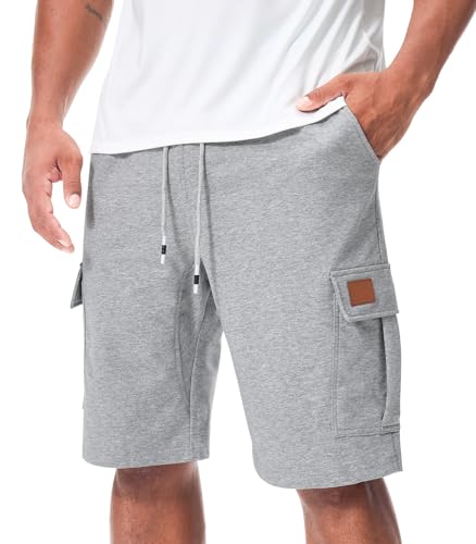Suwangi Men's Casual Sweat Cargo Shorts with Pockets