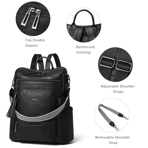 Image of Shrrie Vegan Leather Laptop Backpack for Women 15.6 inch Work Backpack Fashion Travel Backpack Purse for Travel College Work