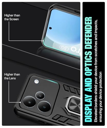 Image of WOW IMAGINE Shock Proof Back Case Mobile Cover for Realme P4 Pro 5G | Back Cover Case (Tough Armor | Hybrid PC + TPU | Ring Holder & in-Built Kickstand | Black)