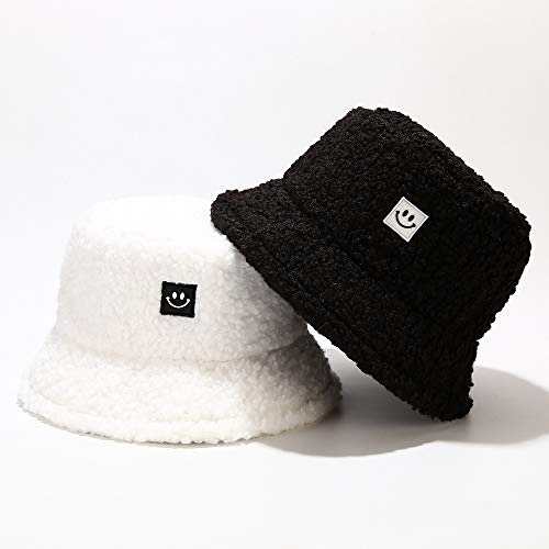 Kids Smile Teddy Winter Cloche Bucket Hats Fuzzy Faux Fur Packable Brim Girl Boy3