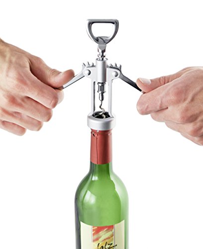 Foto von Fackelmann Hebkorkenzieher, Weinöffner für alle Korken, Hebelkorkenzieher aus Kunststoff/verchromtem Stahl (Farbe: Silber), Menge: 1 Stück